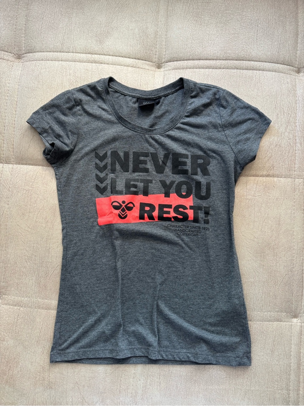 Hummel Gray and Red 'Never Let You Rest' Graphic Tee